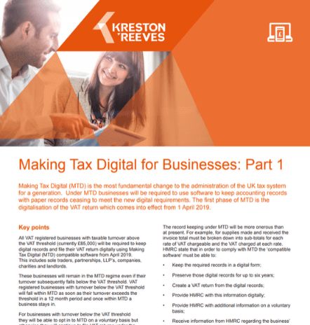 Making Tax Digital for business – phase 1