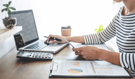 Woman alongside data