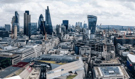 Wide view of London on a normal day