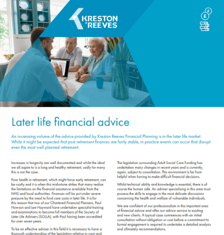 Further information – planning for later life