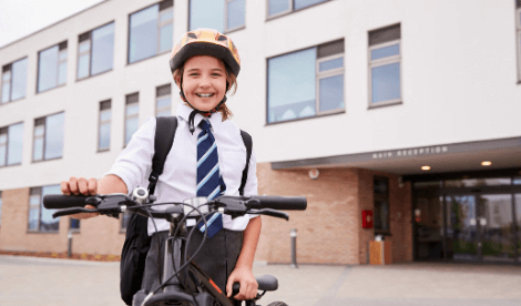 School child on bike