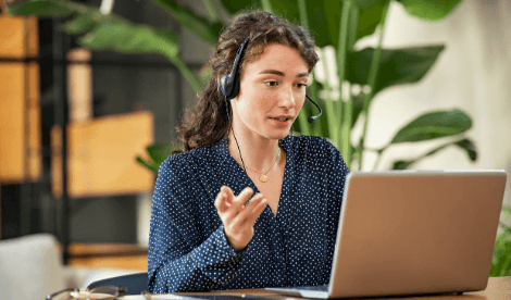 Women speaking with headset