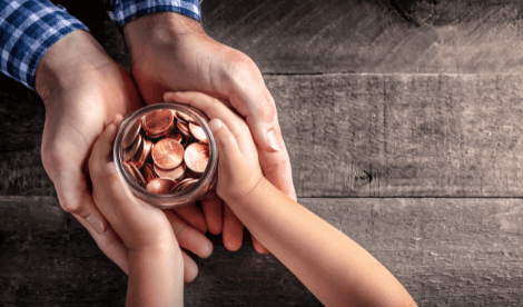 Holding coins in a jar