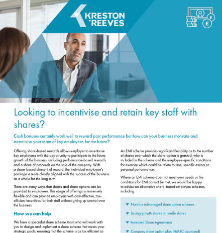 Looking to incentivise and retain key staff with shares?