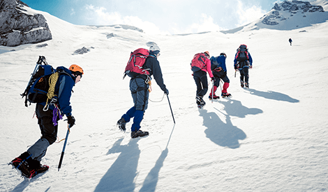 Climbing snow mountain