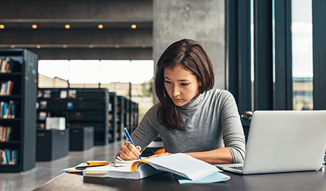 woman doing assignments