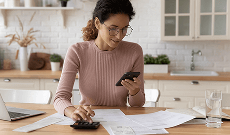 female with calculator