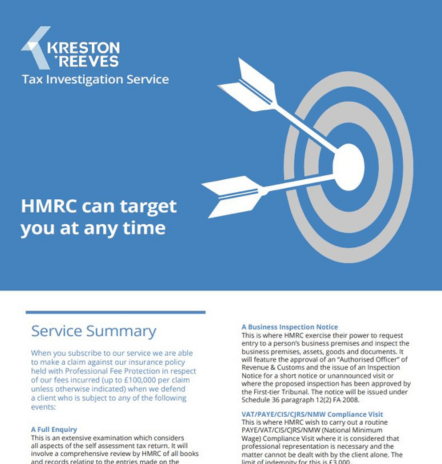 Business Tax Investigation Service summary