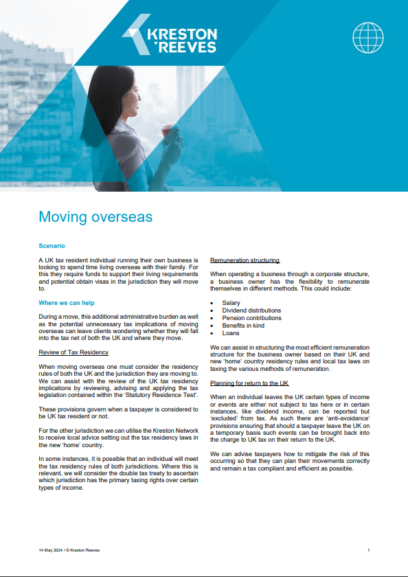Moving overseas