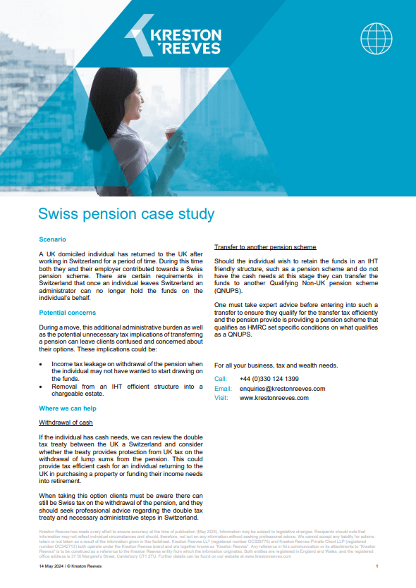 Swiss Pension – case study