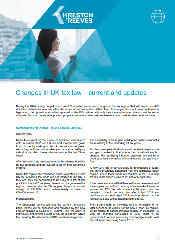 UK tax law changes