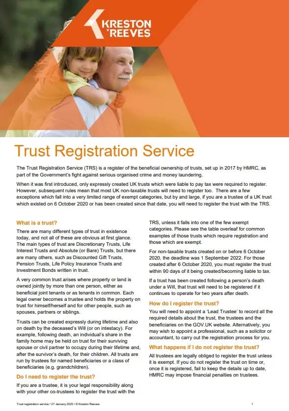 A helpful guide about trusts and the trust registration service.